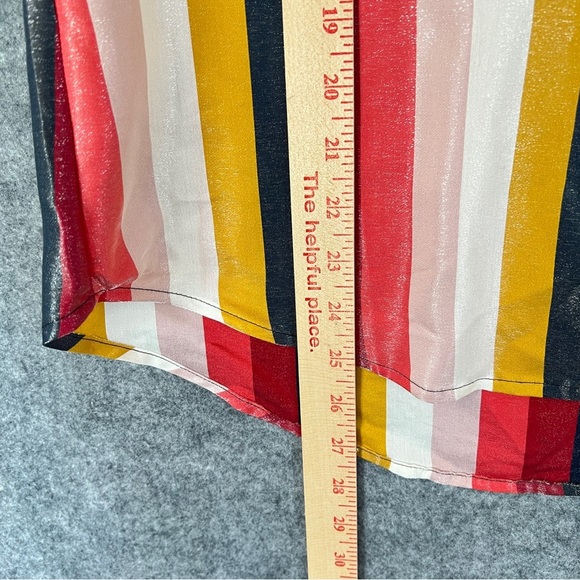 EXPRESS Portofino Striped Shimmer Button Up Blouse Vneck Collar Size Medium NWT - Picture 9 of 12